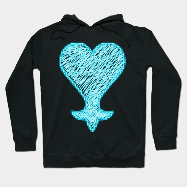 Heartless 8bit style blue neon Hoodie by findingNull